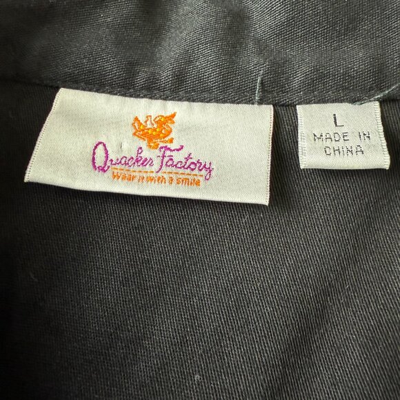Quacker Factory Black Embroidered Dragonflies Jacket Sz Large Zip Up Colorful - Picture 4 of 10